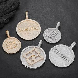 Colgante de Moissanita Circular con Inicial VVS, Medallón Redondo con Letra del Alfabeto, Plata 925, Estilo Hip Hop Bling, Amuleto Personalizado, Certificado GRA, Pasa el Test de Autenticidad - Product Image 4