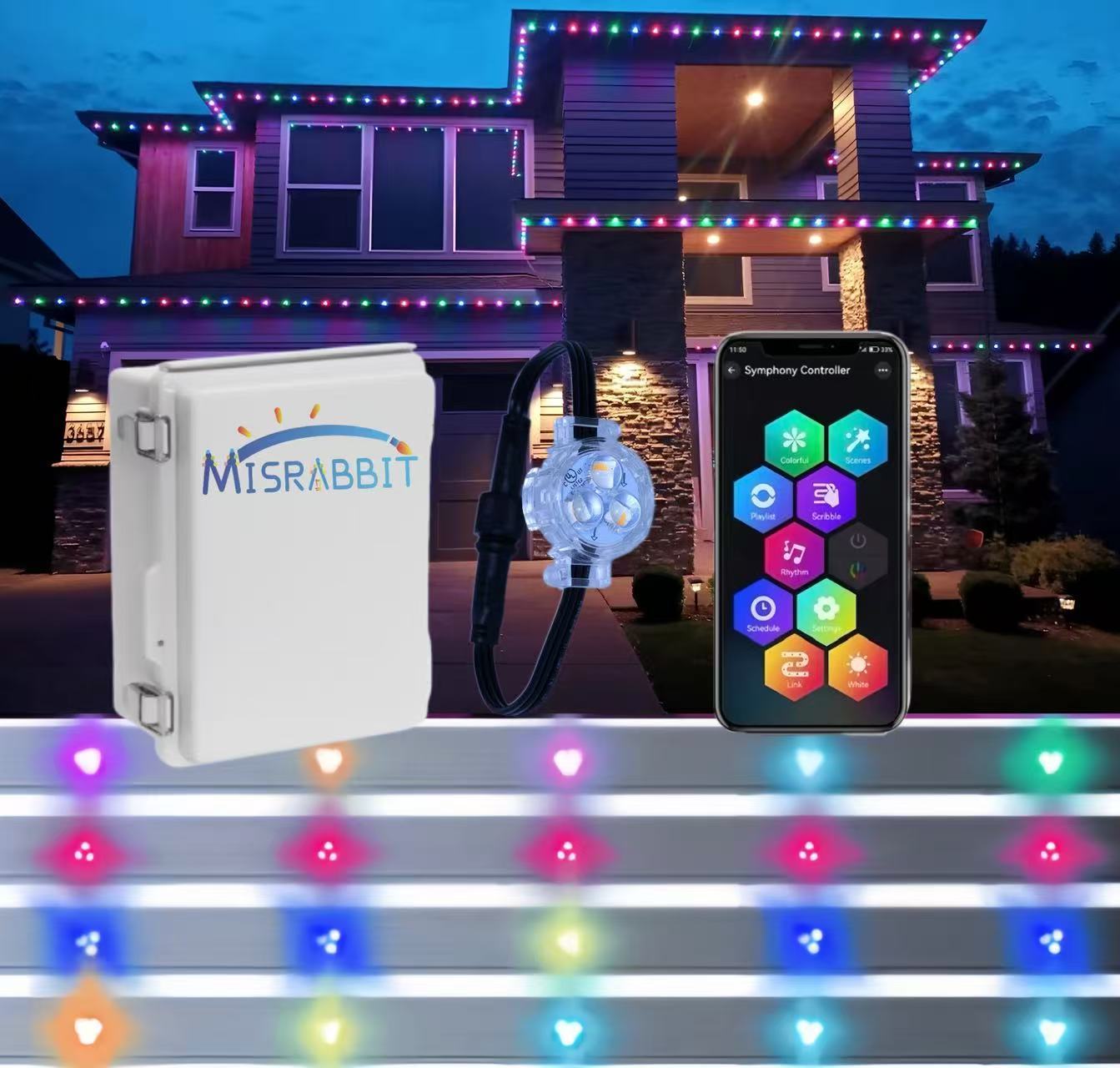 Misrabbit 30MM 0.96W 12V Gemstone Permanent Outdoor Lights 3 Led Waterproof Christmas Rgbw With Surplife App And Track · image 4