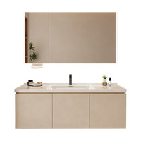 Meuble de salle de bain mural ENF en bois massif, style moderne et minimaliste, avec vasque intégrée et meuble-lavabo en céramique