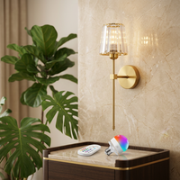 Pil ile Çalışan Duvar Lambası Şarj Edilebilir RGB Uzaktan Kumandalı Kristal Başucu Lambası Yatak Odası Oturma Odası için