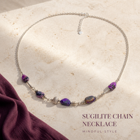 Kalung Rantai Tembaga Murni Batu Sugilite Alami Afrika Selatan untuk Meditasi Spiritual Chakra Yoga