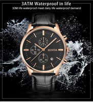 OEM Jam Tangan Kuarsa Tali Kulit Klasik Jam Tangan Kronograf Tahan Air Mewah LOGO Kustom