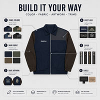 Blouson de travail zippé personnalisé OEM, color block, léger, imprimé graphique, imperméable, en coton, col bomber, pour homme
