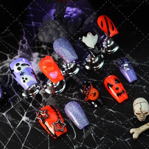 Calcomanías de <span class=keywords><strong>uñas</strong></span> <span class=keywords><strong>acrílicas</strong></span> de larga duración hechas a mano de lujo cuadrado ataúd corto personalizable de Halloween al por mayor para dedo - Product Image 6