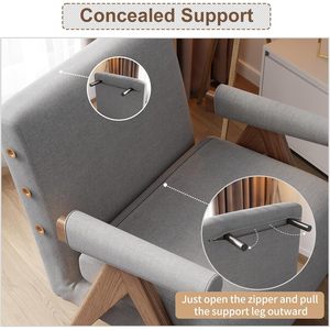 Grey Residential Convertible <strong>Sofa</strong> <strong>Bed</strong> Chair Midcentury Modern Eco-Friendly Wood <strong>Frame</strong> for Adults Living Room Bedroom SF023 - Product Image 3