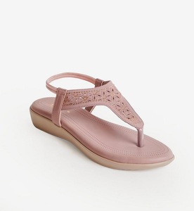 Eleganti e Comodi <span class=keywords><strong>Sandali</strong></span> da Donna Rosa con Cinturino a T e Motivo Floreale <span class=keywords><strong>per</strong></span> Passeggiate Vacanze e Spiaggia - Product Image 5