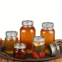 Frascos de Vidrio para Conservas con Tapa, Boca Ancha, Resistentes al Calor, para Alimentos y Encurtidos, 150ml 250ml 300ml 380ml 500ml 750ml 1000ml, Venta al Por Mayor