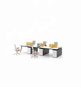 2021 Warna Kustom 6 Orang Kantor Workstiton Warna Kustom Kantor Workstation Kaca Kantor Partisi Kubus