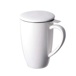 Taza de Porcelana de Cerámica Estilo Americano con Acabado Glaseado, para Café, Leche o Té, Color Liso, con Tapa e Infusor de Acero Inoxidable, 15 oz, Ideal para Regalo - Product Image 4