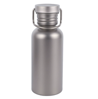 Bouteille d'eau en titane avec couvercle, poignée, ligne droite, double paroi isolée, bouteille à boire, vaisselle