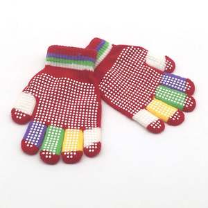 Guantes de Punto Cálidos para Niños, Coloridos, para Deportes al Aire Libre, Esquí, Antideslizantes, con Estampado de Partículas de Puntos, Venta al por Mayor - Product Image 4