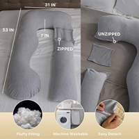 Housse en jersey en forme de U pour le corps, oreiller de maternité gris et indispensables à la grossesse pour dormir