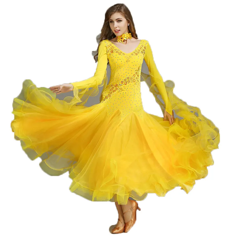 Damen Ballsaal Tanzkleid modern Waltz Tango Tanzkleidung Langärmlig Wettkampf Leistung Tanzkleid