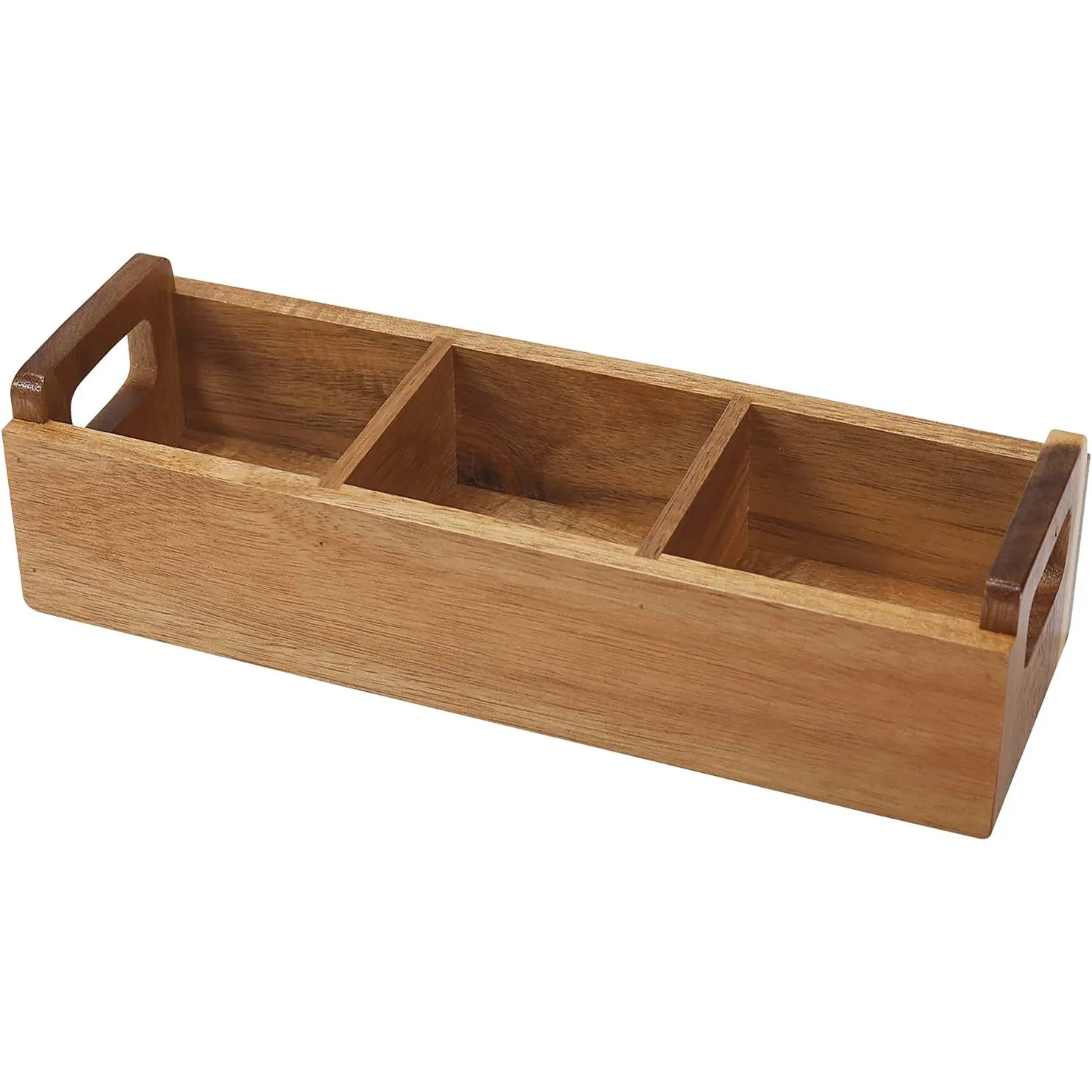 Small Wooden Tea Bag Box 3 Compartments Acacia Wood Tea Bag Chest with Handle  Mini Divided Storage Container for HOME