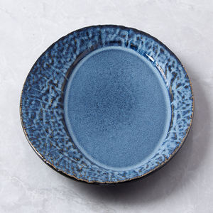 Platos de Cena Personalizados Novedosos, Plato Reactivo Azul de <span class=keywords><strong>9</strong></span>/11 Pulgadas con Textura de Piedra, Platos Planos para Aperitivos, Comida Mexicana, <span class=keywords><strong>Restaurante</strong></span> - Product Image 4
