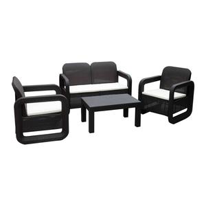 Offre Spéciale : Ensemble <span class=keywords><strong>de</strong></span> Salon <span class=keywords><strong>de</strong></span> <span class=keywords><strong>Jardin</strong></span> 4 Pièces <span class=keywords><strong>en</strong></span> Rotin Synthétique PP <span class=keywords><strong>Moulé</strong></span> par Injection avec Table – Design Balcon - Product Image 1