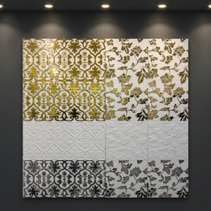 Carreaux muraux décoratifs en céramique numérique 30x60cm, design architectural attrayant, finition dorée et argentée, effet lumineux - Product Image 4