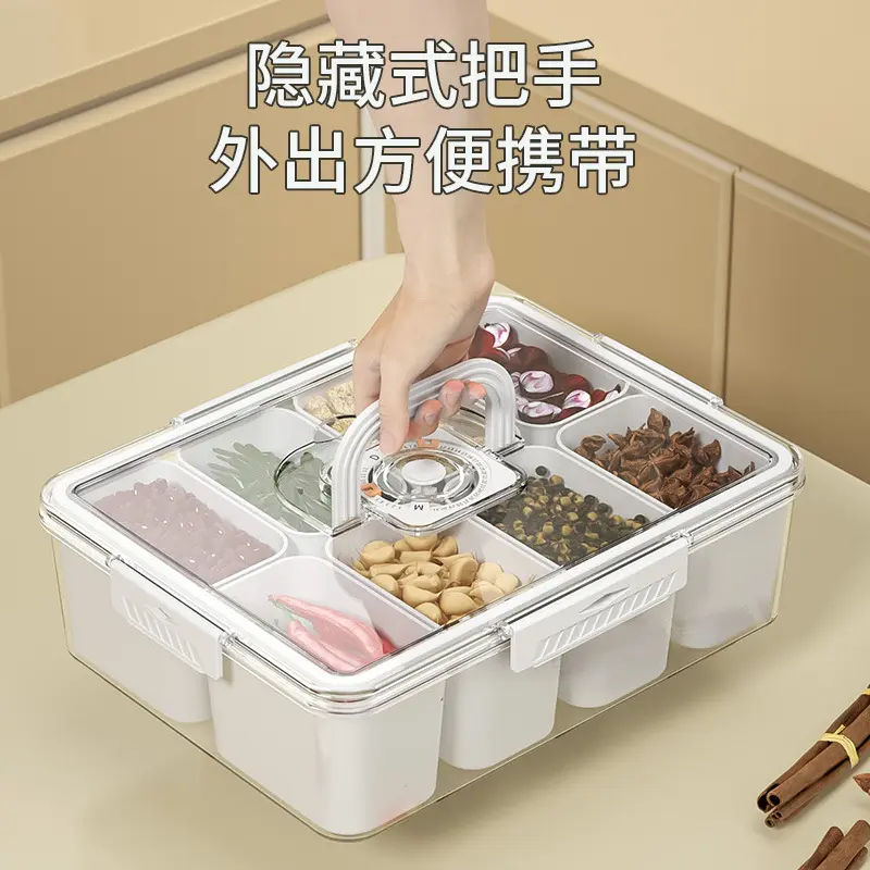 Kotak wadah makanan dapur, kulkas menjaga kesegaran sayuran buah segel vakum kotak penyimpanan kompartemen dengan tutup terlihat