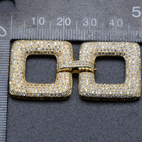 Connecteur de fermoir rectangulaire délicat de grande taille 23x49mm, plaqué or rhodié avec sertissage CZ, design unique, pour la fabrication de bijoux DIY