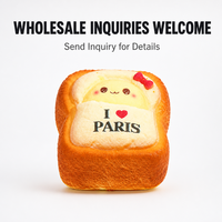 Jouet Squishy Pain de mie Paris à remontée lente, motif visage Kawaii et cœur, anti-stress, cadeau de bureau