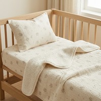 Ensemble de literie pour bébé 3 pièces personnalisé imprimé toutes saisons, drap-housse respirant, taie d'oreiller et couverture réversible en sherpa