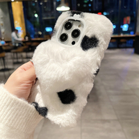 Étui mobile en TPU souple + cœur rose pelucheux pour iPhone 14 Pro Max Winter Hot Girls Like Cute