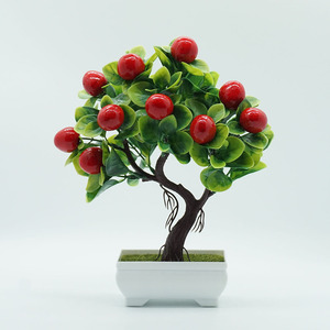 Bonsái Artificial en maceta para decoración del hogar, árboles frutales, bonsái, frutas <span class=keywords><strong>de</strong></span> plástico, plantas, setas, naranja, limón, melocotón, fresa, para boda - Product Image 6
