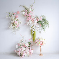 Boule de fleurs artificielles en soie rose, arrangement floral, arche de fond, faite à la main, durable, pour décoration de mariage et photographie en extérieur