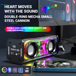 Altavoz Bluetooth V8 con Carcasa Transparente, Audio Dual de Bajos de 2.5 Pulgadas, Luz RGB Colorida, 360 °   Altavoz Portátil con Subwoofer Envolvente - Product Image 2
