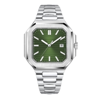 Jam tangan pria persegi mewah 44.3mm tanpa logo kustom logo 316L jam tangan pergerakan Mechanical mekanis safir baja antikarat