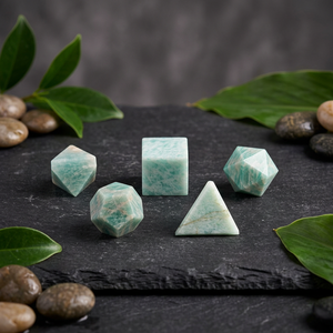 Juego de Cristales de Amazonita Natural, 7 Piezas, Geometría Sagrada, Piedras Curativas de Reiki, Hechas a Mano, Venta al Por Mayor - Product Image 2