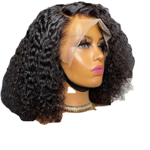 Peluca Bob de Cabello Humano Remy Brasileño Pre-Arrancado con Ondas de Agua y Rizos, Encaje Frontal Transparente, 100% Cabello Humano, Ondas Profundas Cortas, Lista para Usar - Product Image 1