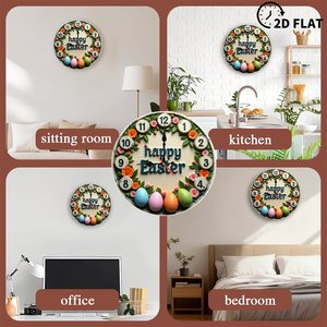 <b>Round</b> Wooden Wall Clock 25x25cm Silent Non Ticking Vintage Decor Living Room Wall Hanging Clock - Product Image 4