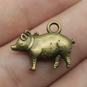 100pcs/bag 21x16mm Antique Silver Plated Antique Bronze Plated Zinc Alloy <strong>Pig</strong> <strong>Charms</strong> Pendants ABD-C10633 - Product Image 5
