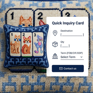 Hunde- und Katzenmotiv Nadelstickerei-Kissen mit Punch-Needle-Textur, Polyester-Bezug, Lendenstütze, Moderne Wohnraumdekoration, Mahjong-Leinwand-Design - Product Image 2