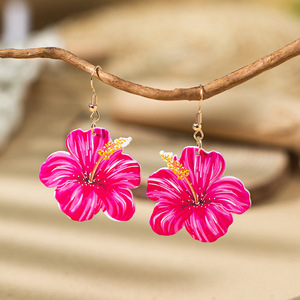 2025 boucles d'oreilles tissées à la mode Boho Garden Style peint à la main Floral balance léger durable et hypoallergénique Chic déclaration - Product Image 4