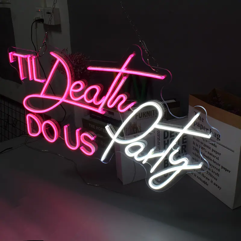 Custom Neon Sign Light Logo Death Do Us Party 3d Led Flex Acrylic Letter Sign Party Background Decor Led Neon Sign