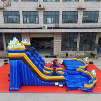 Toboggan aquatique gonflable géant en PVC pour adultes, prix d'usine, avec piscine amovible et plateforme d'atterrissage pour fêtes en extérieur