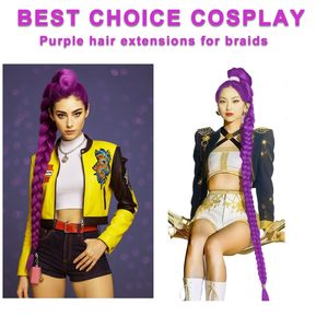 Peluca de cola de caballo trenzada Lumi Purple de 36 pulgadas, cabello sintético sin pegamento para cosplay y uso diario - Product Image 3