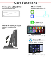 10.26 pouces Portable sans fil Android Auto Radio Carplay Dashboard DVR Player Play