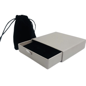 Custom Pure Colour Slide Drawer Box with Foam Insert Soft Touch Fashionring Jewelry Packaging Gray Paper Box - Product Image 1