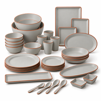 Service de table en mélamine incassable, assiettes et bols réutilisables pour cantine scolaire et restauration