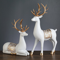 Ornement créatif en résine de cerf, style luxe léger, peint à la main, motif porte-bonheur, objet de collection pour la décoration intérieure, salon, meuble TV