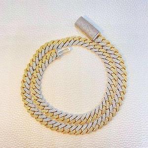 Collar de Eslabones Cubanos de Plata de Ley Chapado en Oro Estilo Personalizado con Piedras de Moissanita para Moda Hip Hop Iced Out - Product Image 1