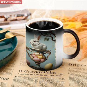 Sublimation Mug 11oz Frosted Black <b>Ceramic</b> Heat Changing <b>Cup</b> For Cafe Restaurant Supply - Product Image 4