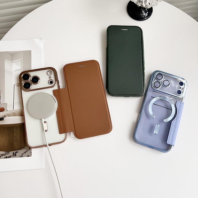 Lichicase PU Leather Wallet Lens Protection Cover for Samsung A17 A27 A37 A57 A07 Transparent Mobile Case