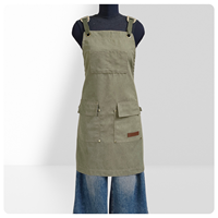 Tablier en toile réutilisable avec logo personnalisé imprimé, anti-salissures et résistant à la saleté, idéal pour la restauration, les salons de thé, les cafés, l'art et la restauration.
