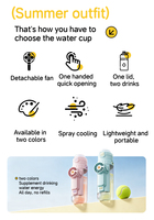 Bouteille d'eau pulvérisatrice en plastique grande capacité, ventilateur portable, rafraîchisseur manuel pour enfants, école, activités quotidiennes en extérieur