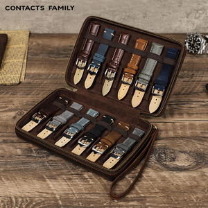 Montre vintage Crazy Horse en cuir véritable pour hommes et femmes Boîte de bracelet de montre intelligente <span class=keywords><strong>Valise</strong></span> de montre de rangement d'affichage - Product Image 1