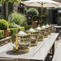 9L Alkoholbetriebener Chafing Dish, runder Edelstahl-Buffet-Speisenwärmer mit hängendem Deckel für Party, Hochzeit, Catering